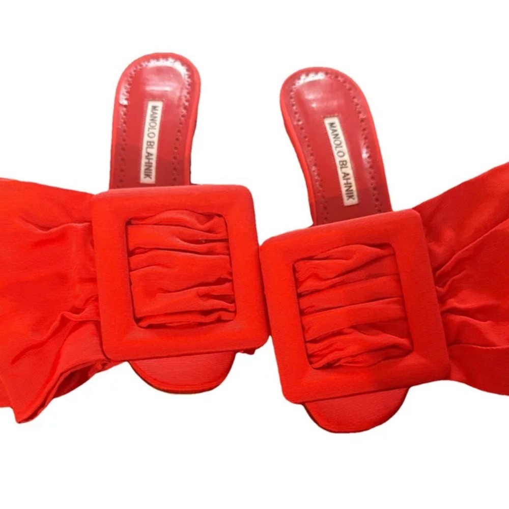 Manolo Blahnik Vibrant Red Mules